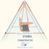 Outsunny Leagăn pentru Bebeluși Leagăn Grădină Exterior din Oțel cu Spătar Centură de Siguranță Sarcină 25 kg Portocaliu(m-5)