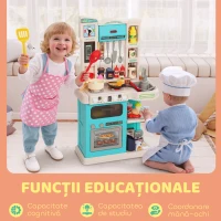AIYAPLAY Bucătărie de jucărie pentru copii 3-6 ani cu 92 de accesorii din PP, PE și ABS, 44,5x24x79 cm, verde(m-8)