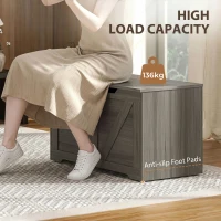 HOMCOM 127L Home Storage Box, with Safety Hinges - Dark Grey Wood-Effect(m-7)