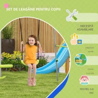 Outsunny Leagăn 2 cadru portic cu 1 leagăn și față în față 255 x 160 x 180 cm greutate maximă 135 kg verde gri(m-4)