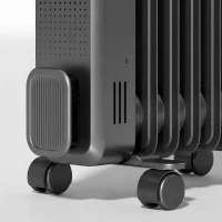 HOMCOM 2000W Oil Filled Radiator, 9 Fin, Portable Electric Heater with 3 Heat Settings, Safety Cut-Off and Wheels, Grey(m-13)