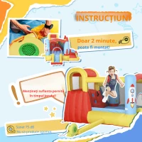 Outsunny Castel Gonflabil cu 2 Tobogane Trambulina și Piscina pentru Copii +3 Ani cu Inflator și Geantă de Transport pentru Interior Exterior 330x265x185 cm Multicolor(m-5)
