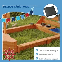 Outsunny Cutie de nisip cu copertină Corabie de pirați, incl. set de bucătărie pentru copii, lemn masiv, 180 x 103 x 144,5 cm, Verde(m-6)
