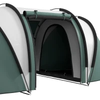 Outsunny Lichtgewicht Waterafstotende Campingtent voor 4-5 Personen met 3 Kamers, Zijdeur en Ramen in Donkergroen(m-8)