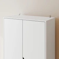 HOMCOM Elegant Home Storage Organisation Furniture, 2-Door Clothes Wardrobe with 2 Drawers, Wood Feet, White(m-9)