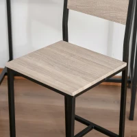 HOMCOM Conjunto de Mesa de Bar com 2 Bancos Conjunto de 3 Peças com 2 Bancos com Encosto e Apoio para Pés Design Industrial Madeira e Preto(m-9)
