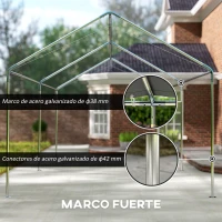 Outsunny Carpa Garaje para Coche 3x6 m Cochera Portátil Impermeable con Toldo de Tela PE y Marco de Acero Galvanizado Blanco(m-5)