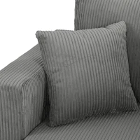 HOMCOM Loveseat Sofa with Wide Seat, Corduroy 2 Seater Couch with Deep Seat, Spring Cushion, Light Grey(m-11)