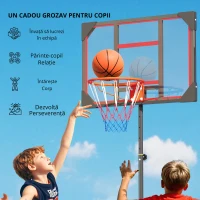 AIYAPLAY Coș de baschet pentru copii, 6+ ani, pentru exterior, ajustabil între 210-260 cm,  Roșu(m-4)