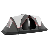 Outsunny campingtent, 2 kamers, scheidingswand, voor 6-8 personen, regendekking, grijs(m-11)