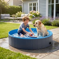 PawHut Faltbarer Hundepool für Große und Extra Große Hunde, mit Anti-Rutsch-Boden für Enten, Innen- und Außen, 160x30cm(m-10)