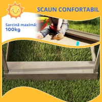 Outsunny Cutie de nisip cu protecție solară, design casă de joacă, cu set de jucării, lemn masiv tratat, 124 x 116 x 146 cm, Gri(m-6)