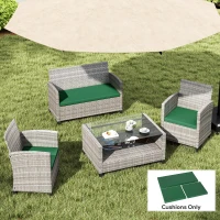 Outsunny Outdoor Seat Cushion Pads for Rattan Furniture, 3 PCs Garden Furniture Cushions, Green(m-2)