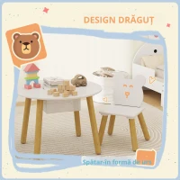 AIYAPLAY Set 1 masă rotundă, 2 scaune pentru copii, 3 piese, spătar în formă de urs, activități, activități creative, mese, 3-6 ani(m-5)