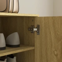 HOMCOM Meuble à Chaussures 15 Paires, Armoire à Chaussures 5 Niveaux avec Étagères Réglables, 2 Portes et Pieds en Métal, Chêne(m-8)