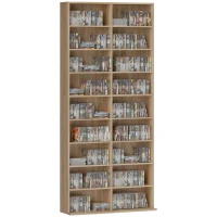 HOMCOM Rangements pour CD et DVD 18 compartiments capacité max. 640 CD/360 DVD 430 Blu-ray 78,5 x 24 x 175 cm bois naturel(m-11)