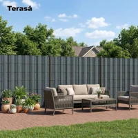 Outsunny Set 4 Panouri de Gard Anti-UV Impermeabile cu Cleme, din PP, 3500x19 cm, Gri(m-8)
