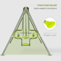 Outsunny Balansoar 4 agrafe portico cu balansoar - dim. 3,55L x 1,84l x 1,86H m metal epoxid anticoroziv PE Gri(m-7)