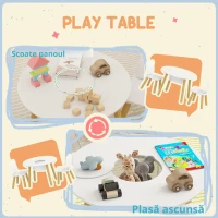 AIYAPLAY Set 1 masă rotundă, 2 scaune pentru copii, 3 piese, spătar în formă de urs, activități, activități creative, mese, 3-6 ani(m-6)