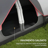 Outsunny Tenda da Campeggio 3 Posti con 2 Stanze Separate, Poliestere e Fibra di Vetro, 450x215x180 cm, Grigio(m-6)