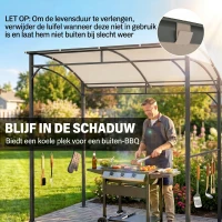 Outsunny grill paviljoen BBQ paviljoen grill paviljoen tuintent vlamvertragend dak(m-4)