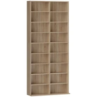 HOMCOM Rangements pour CD et DVD 18 compartiments capacité max. 640 CD/360 DVD 430 Blu-ray 78,5 x 24 x 175 cm bois naturel(m-1)