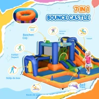 Outsunny Castel Gonflabil pentru Copii cu Tobogan Piscină Perete de Cățărat Inflator și Geantă de Transport 430x420x200cm Multicolor(m-7)
