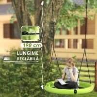 AIYAPLAY Balansoar cu nesă, Balansoar de grădină rotund, suport până la 150 kg, reglabil pe înălțime, Verde(m-5)