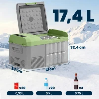 Outsunny Nevera Portátil Eléctrica 17,4L Refrigerador de Coche 12V-220V -20℃ a +20 ℃ con Pantalla Luz LED 61x34x32,4 cm Gris(m-3)