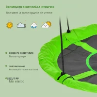 Outsunny Balanță cuib de pasăre rotundă, coș de balanță Ø 110 cm, 4 inele incluse, metal epoxidic, Oxford de înaltă densitate, verde(m-5)