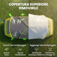 Outsunny Tenda da Campeggio 3 posti con 2 Spazi Separati, in Poliestere e Fibra di Vetro, 450x215Px180 cm, Verde(m-4)