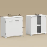 HOMCOM Mueble Bajo Lavabo de Baño Moderno Independiente con Abertura en U y Estante Ajustable Blanco(m-3)