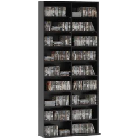 HOMCOM Rangements pour CD et DVD 18 compartiments capacité max. 640 CD/360 DVD 430 Blu-ray 78,5 x 24 x 175 cm noir(m-11)