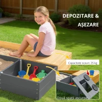 AIYAPLAY Set ladă pentru nisip 2 piese 150x90 cm lemn ladă de nisip cu bancă spațiu depozitare plită chiuvetă detașabilă mărgele abac Galben(m-7)