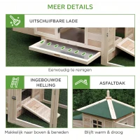 PawHut Kippenhok met ren kippenhuis kippenhok legnest massief houten stok(m-7)