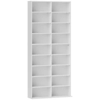 HOMCOM Rangements pour CD et DVD 18 compartiments capacité max. 640 CD/360 DVD 430 Blu-ray 78,5 x 24 x 175 cm blanc(m-1)