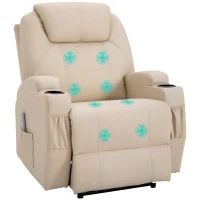HOMCOM Massagestoel relaxstoel tv-stoel massage- en ligfunctie beige(m-11)