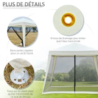 Outsunny Tonnelle barnum style colonial dim. 3L x 3l x 2,45H m 4 moustiquaires 2 zippées beige noir(m-6)