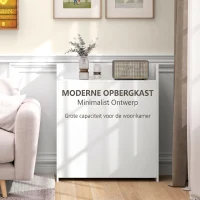 HOMCOM Inklapbare Eettafel, Geschikt voor Kleine Ruimtes, met 4 Discrete Schappen, Opvouwbare Keukentafel, Anti-Kantelfunctie, Wit(m-7)