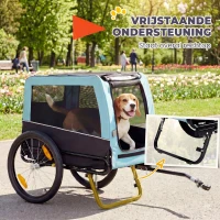 PawHut Inklapbare hondenfietskar met veiligheidsreflectoren, lijn, voor middelgrote honden tot 20 kg, 143 x 70 x 90 cm, lichtblauw(m-6)