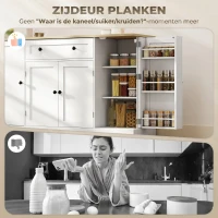 HOMCOM Sideboard keukenkast met 4 deuren, lade, verstelbare plank, deurplanken voor keuken, eetkamer, 138x40x85cm, wit(m-5)