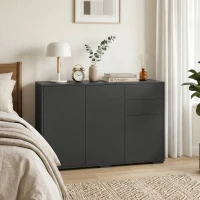 HOMCOM Mobile buffet con 2 cassetti, 3 ante e ripiano regolabile, 117x36x74 cm, nero(m-6)