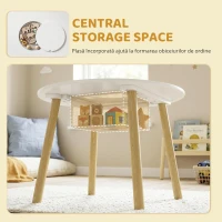 AIYAPLAY Masă pentru copii cu scaune și spațiu de depozitare, set de mobilier pentru copii 3 piese în alb și natural pentru camera de joacă și dormitor(m-7)