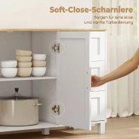 HOMCOM Modernes Sideboard mit Soft-Close-Türen, Kaffeebar-Schrank mit 3 Schubladen und verstellbarem Einlegeboden, Weiß(m-6)