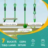 AIYAPLAY Parcurs de obstacole Ninja pentru copii 10 M kit tirolian complet 7 piese încărcare 50 kg, instalare ușoară, verde(m-6)
