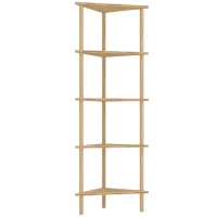 HOMCOM Eckregal aus Bambus mit 5 Ablagen, für Zuhause, Naturfinish(m-1)