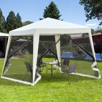 Outsunny Tonnelle barnum style colonial dim. 3L x 3l x 2,45H m 4 moustiquaires 2 zippées beige noir(m-10)