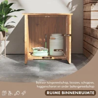 Outsunny Tuinhuisje met dubbele deuren, magneetsluitingen, natuurlijk hout, 77B x 55D x 72H cm, bruin(m-5)