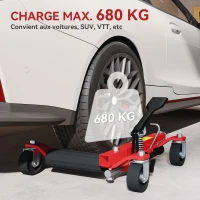 HOMCOM Lot de 2 chariots de manutention de voiture capacité 680kg chariot de déplacement largeur pneu 22,8cm 56x54x19,5cm, noir(m-4)