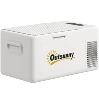 Outsunny Nevera Portátil Eléctrica 16,8L Refrigerador de Coche 12/24/220V -20℃ a +20 ℃ con Pantalla Luz LED 59x32x28 cm Blanco(m-11)